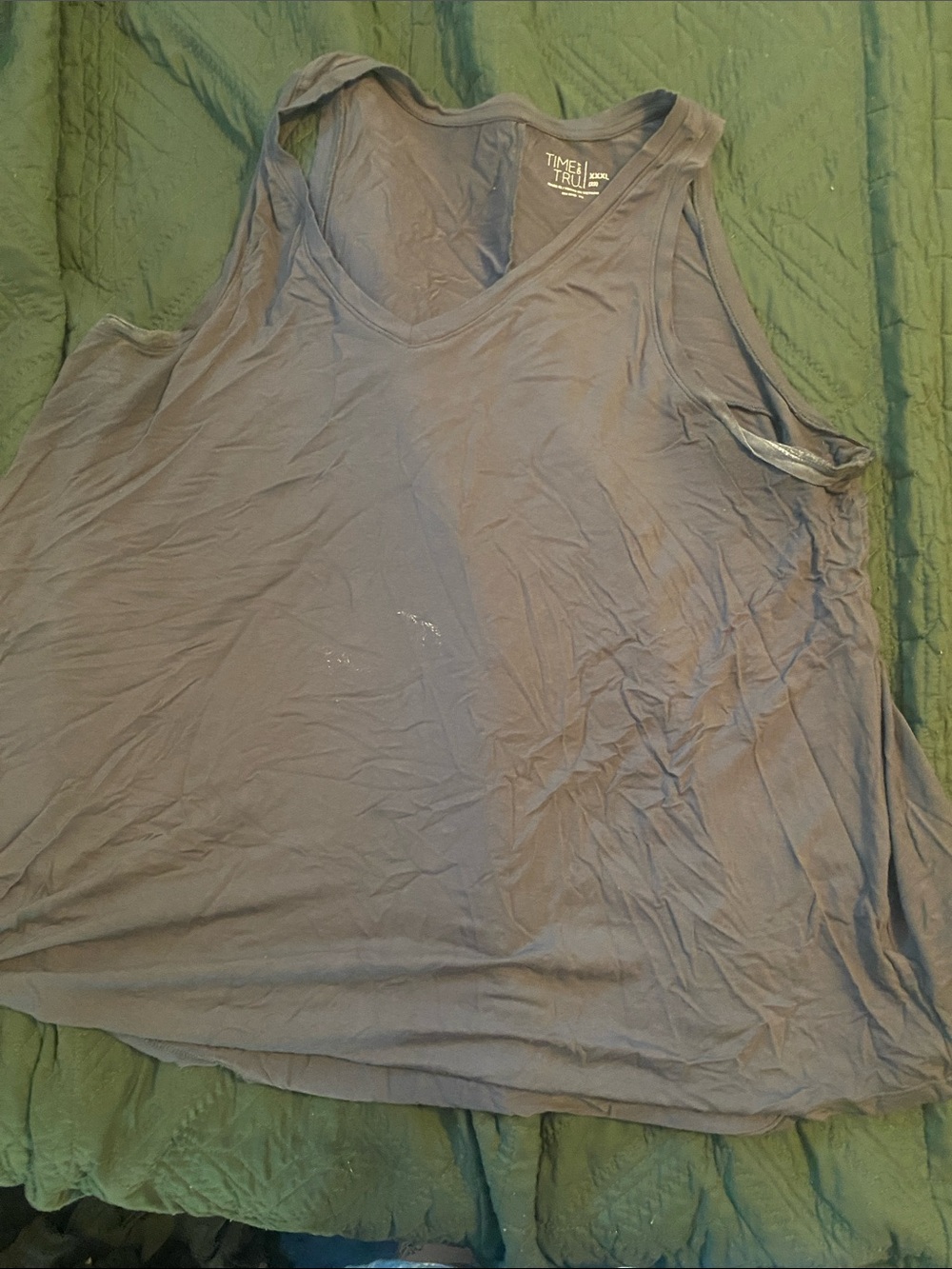 Time and Tru Women's Charcoal Gray V-Neck Tank